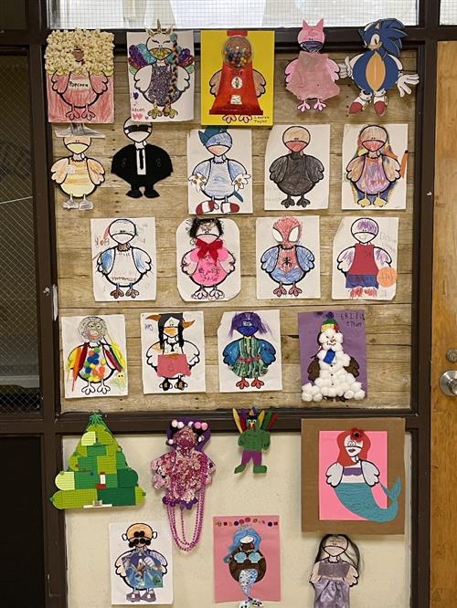 several decorated disguised turkeys in paper